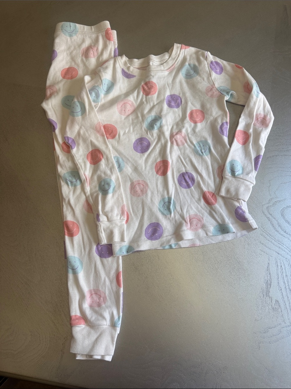 Carter's White Pajama Set with Pastel Pink, Purple & Light Blue Smiley Dots
